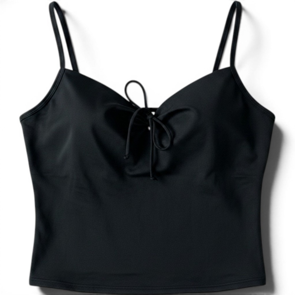 Victorias Secret Black Tie Front Minimalist Tankini SwimTop Adjustable Strap 36C - Picture 1 of 7